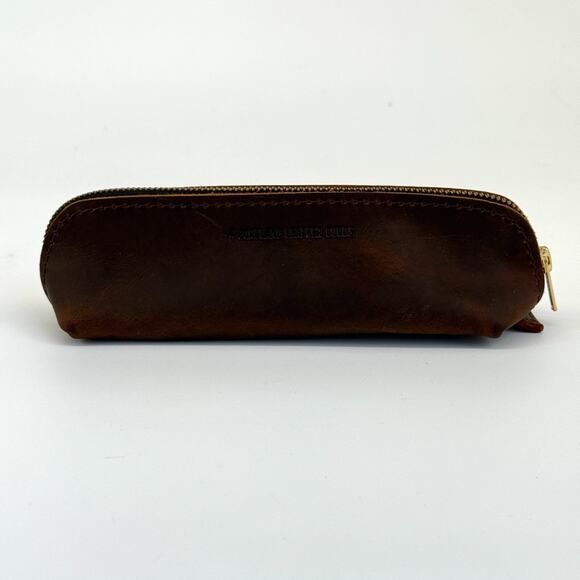Portland Leather Goods Brown The Sidekick Pouch Small Leather Zipper Bag SLG - Picture 1 of 9